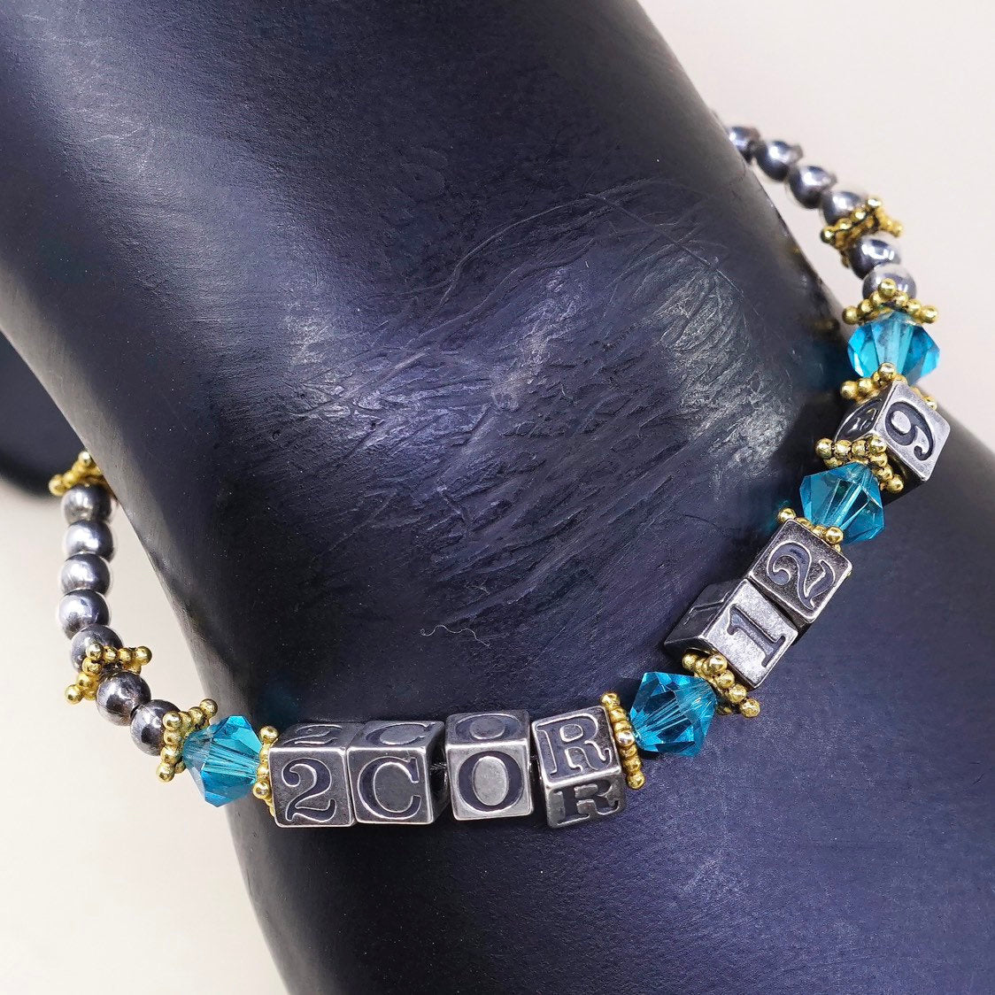 6.75", VTG BIRTHVERSE 2cor Sterling Silver bracelet has 925 alphabet n 12 9