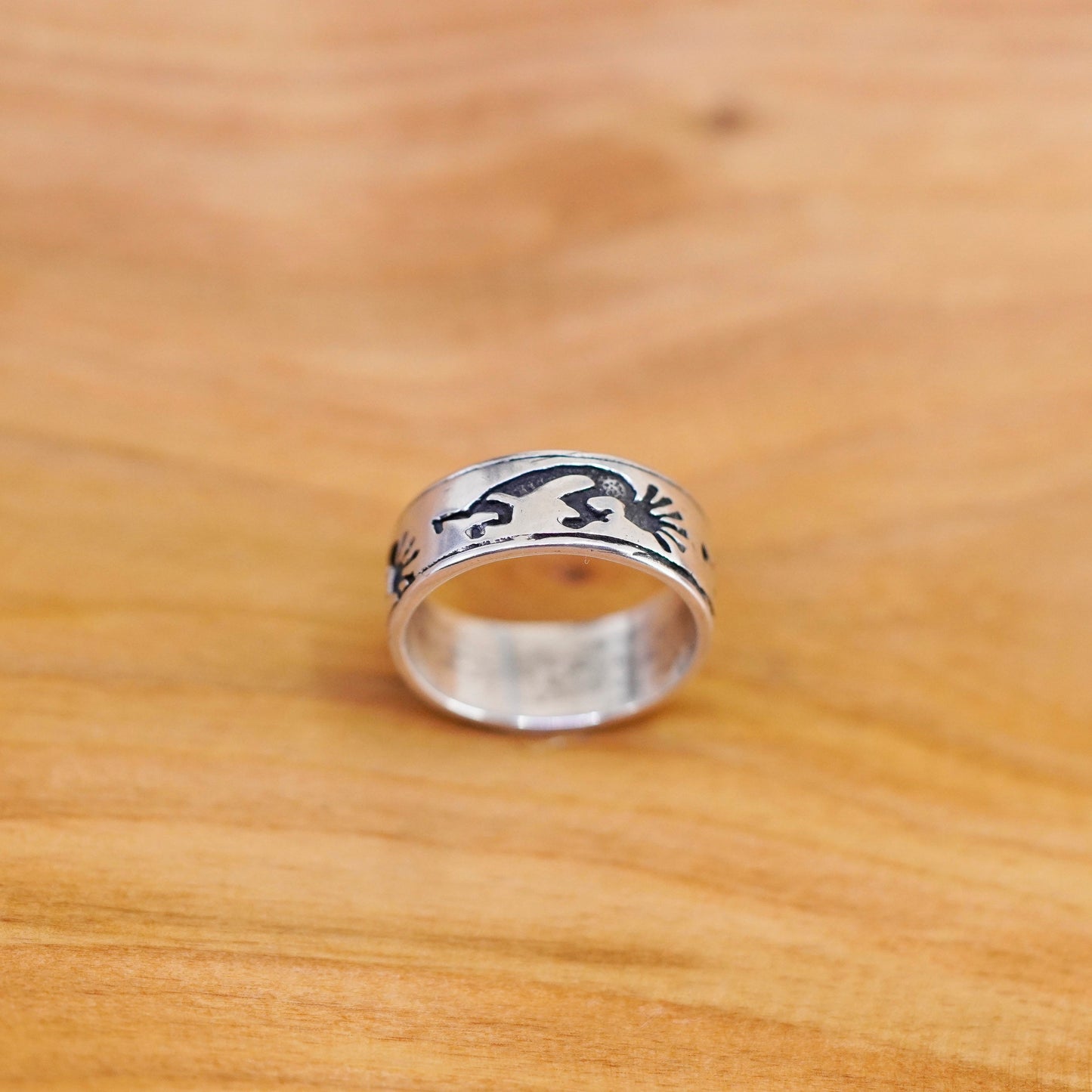 size 8.75, Native American Sterling silver handmade ring, 925 Kokopelli band