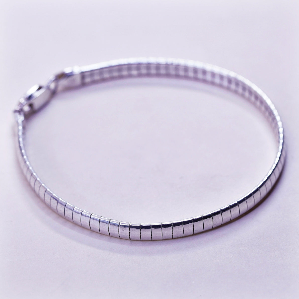 7”, 4mm, Vintage Sterling silver omega bracelet, Italy 925 chain