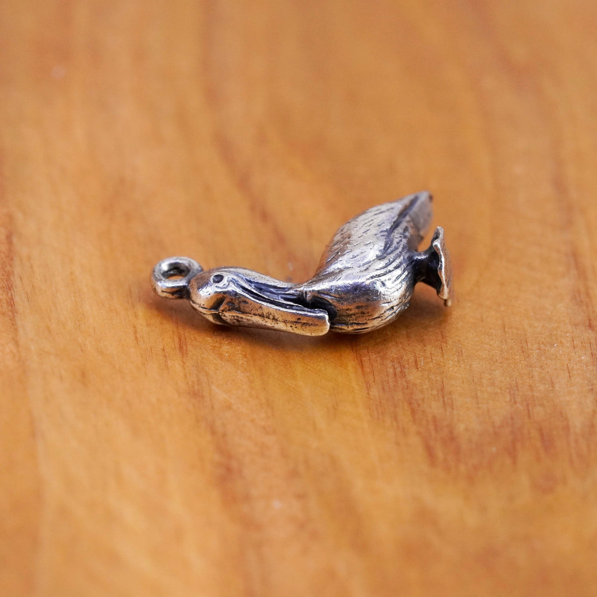 Vintage Sterling silver handmade pendant, 925 pelican bird charm