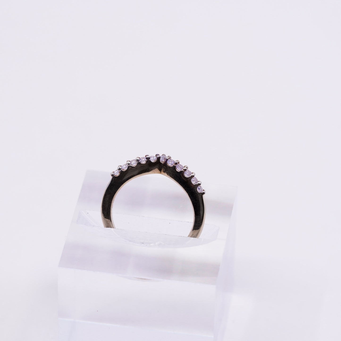 Size 5, vermeil rose gold over Sterling silver ring, 925 band cluster Cz