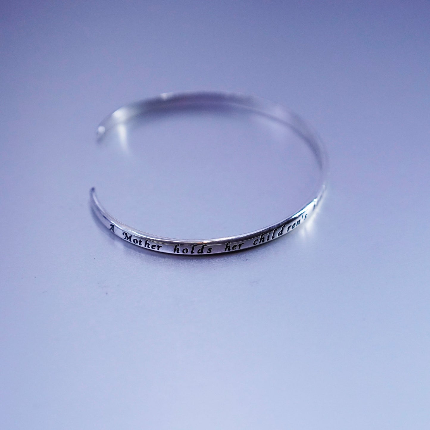 7.5”, Sterling 925 silver bracelet, quote cuff mother holds her children hands