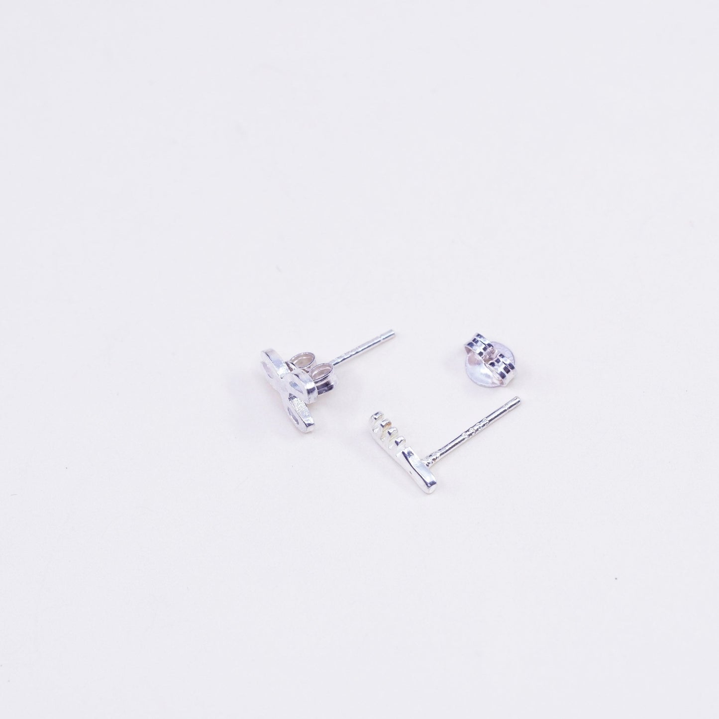 Vintage Sterling silver handmade earrings, 925 scissor comb studs