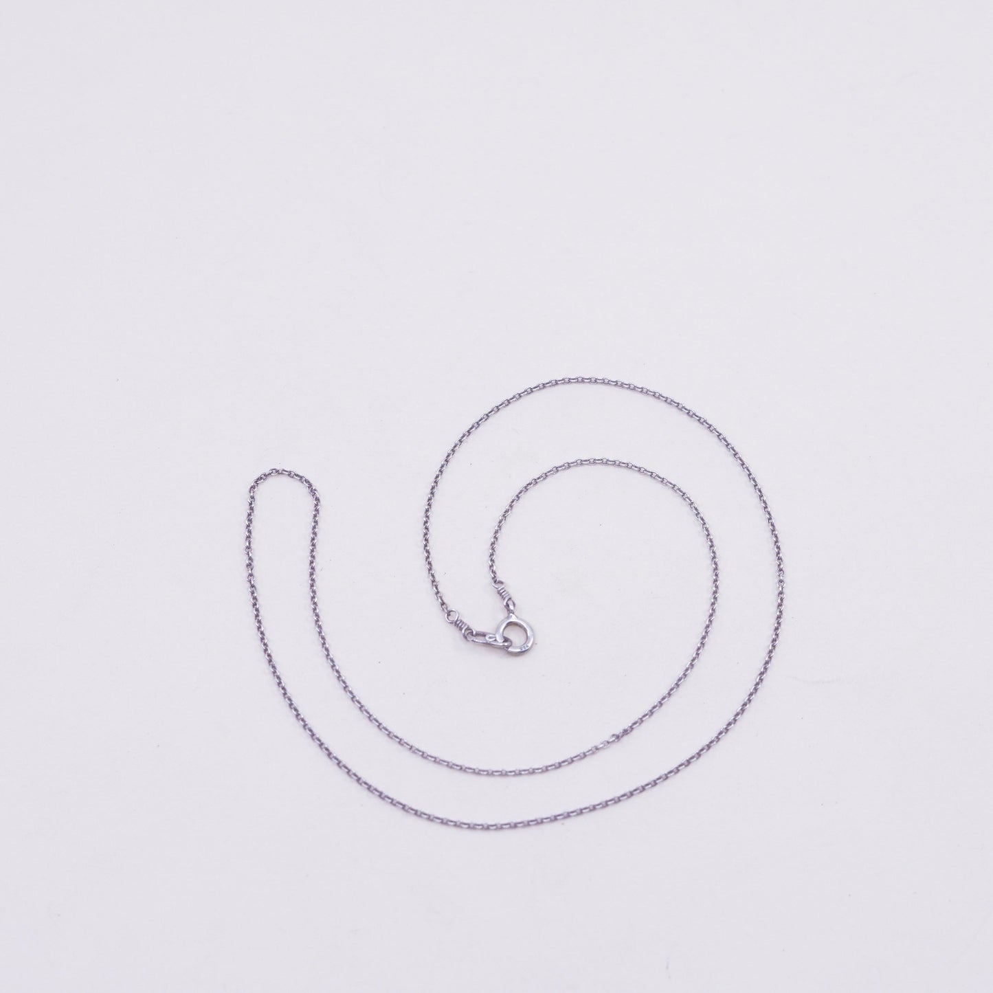 16”, 1mm, Vintage sterling silver circle chain, Italy 925 necklace
