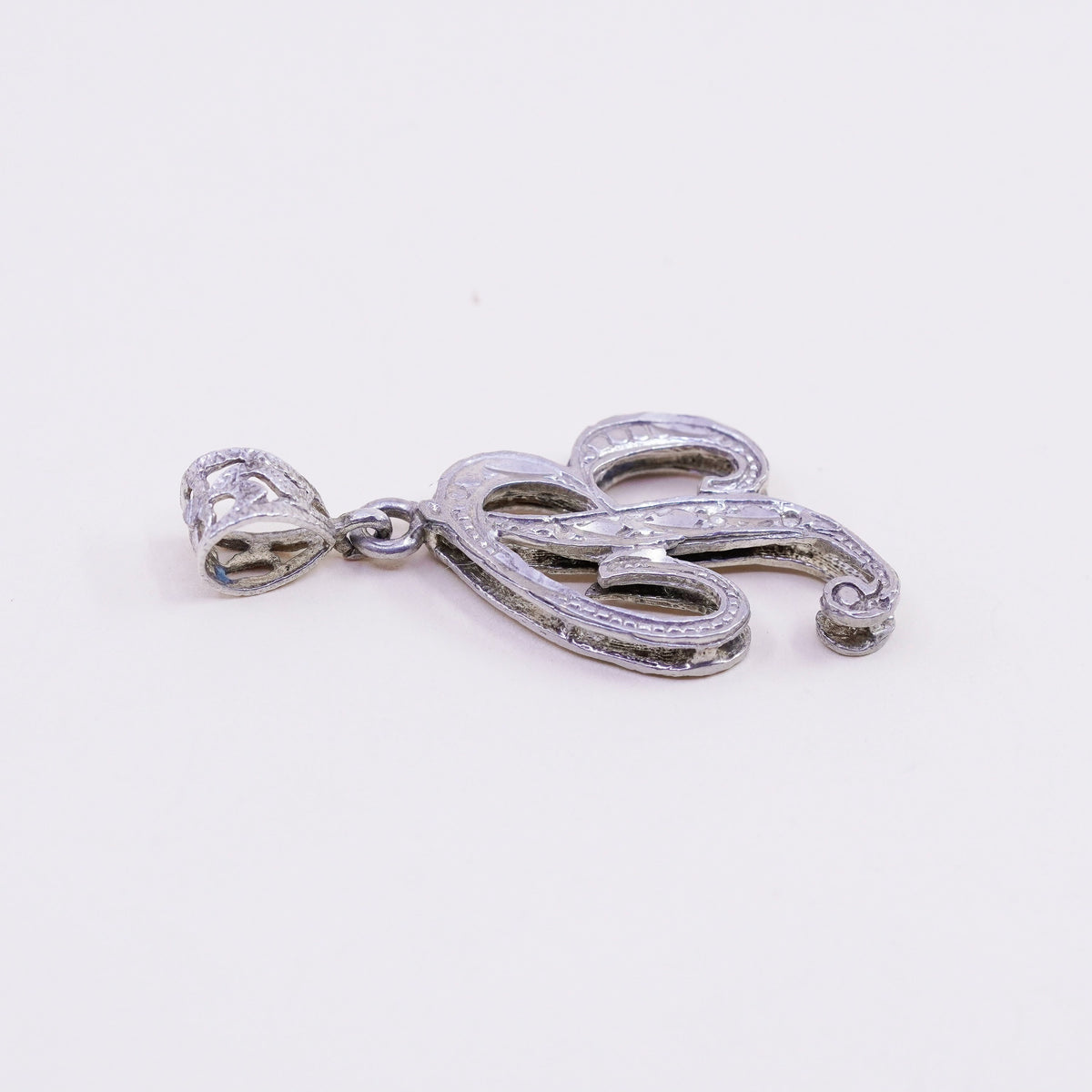 Vintage sterling silver handmade pendant, 925 tag charm with initial “B”