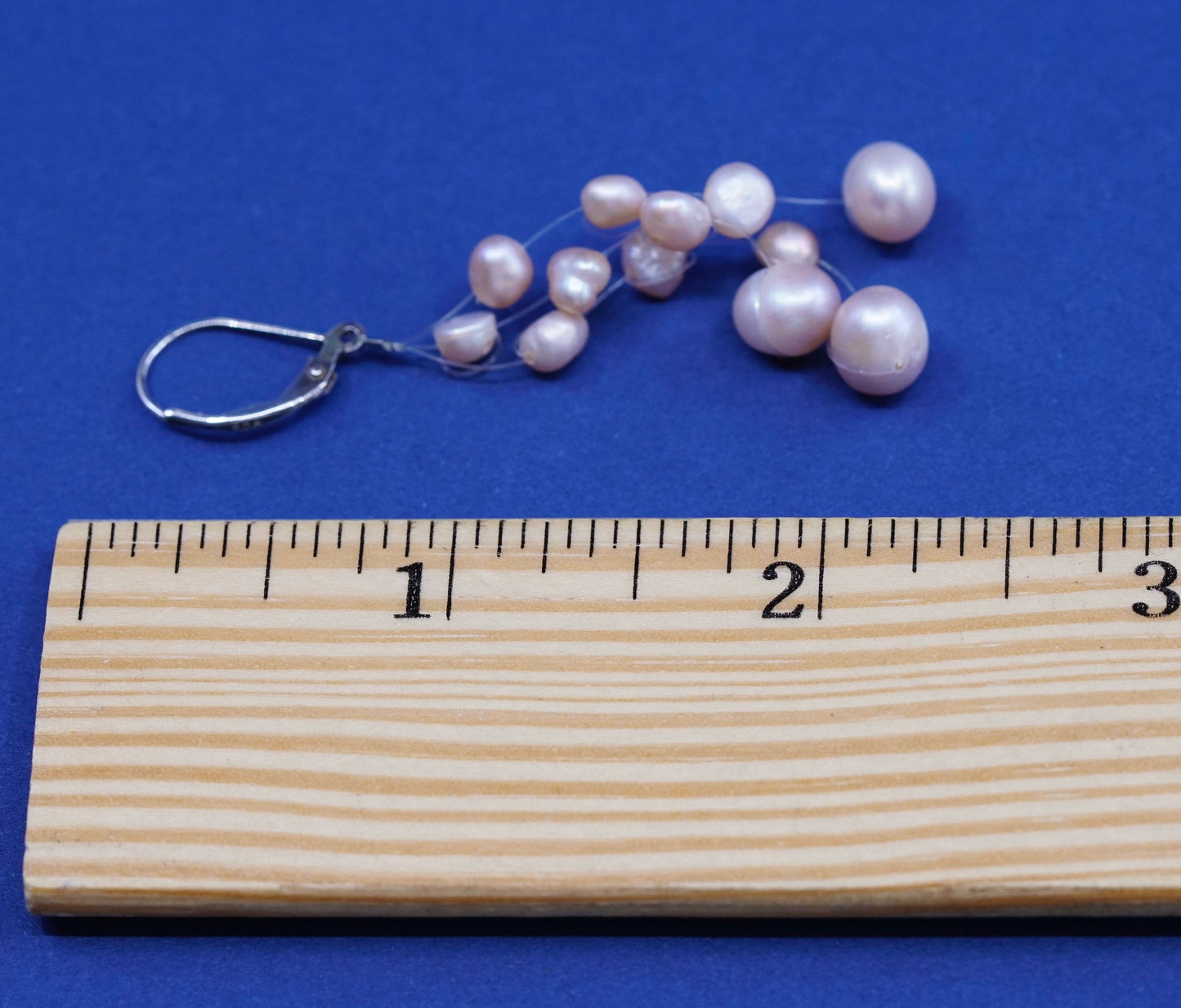 Vintage Sterling silver handmade earrings, 925 hooks w/ cluster pearl