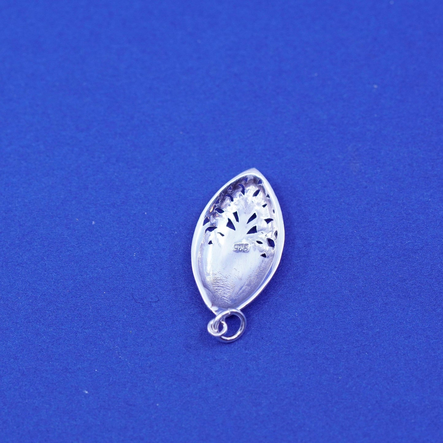 Sterling silver handmade pendant, 925 marquise filigree charm