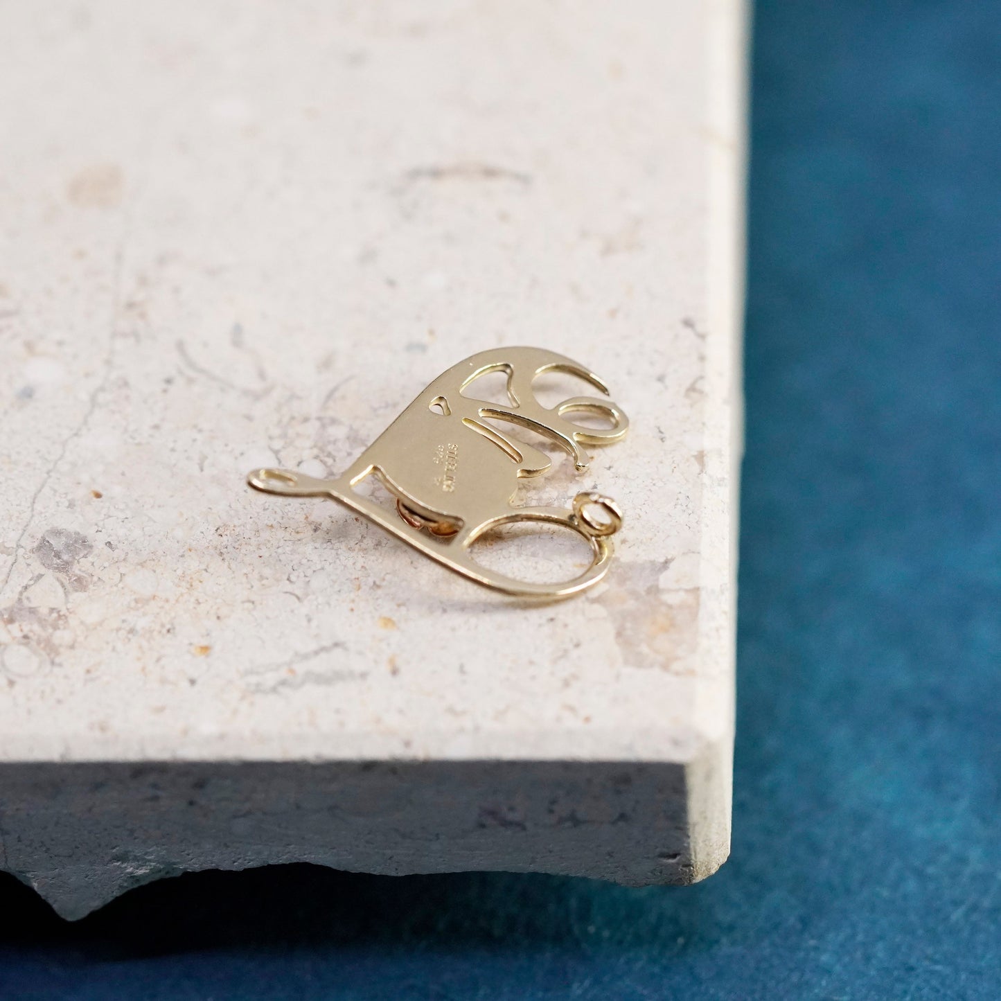 vermeil gold over Sterling silver handmade pedant, 925 love with flower diamond