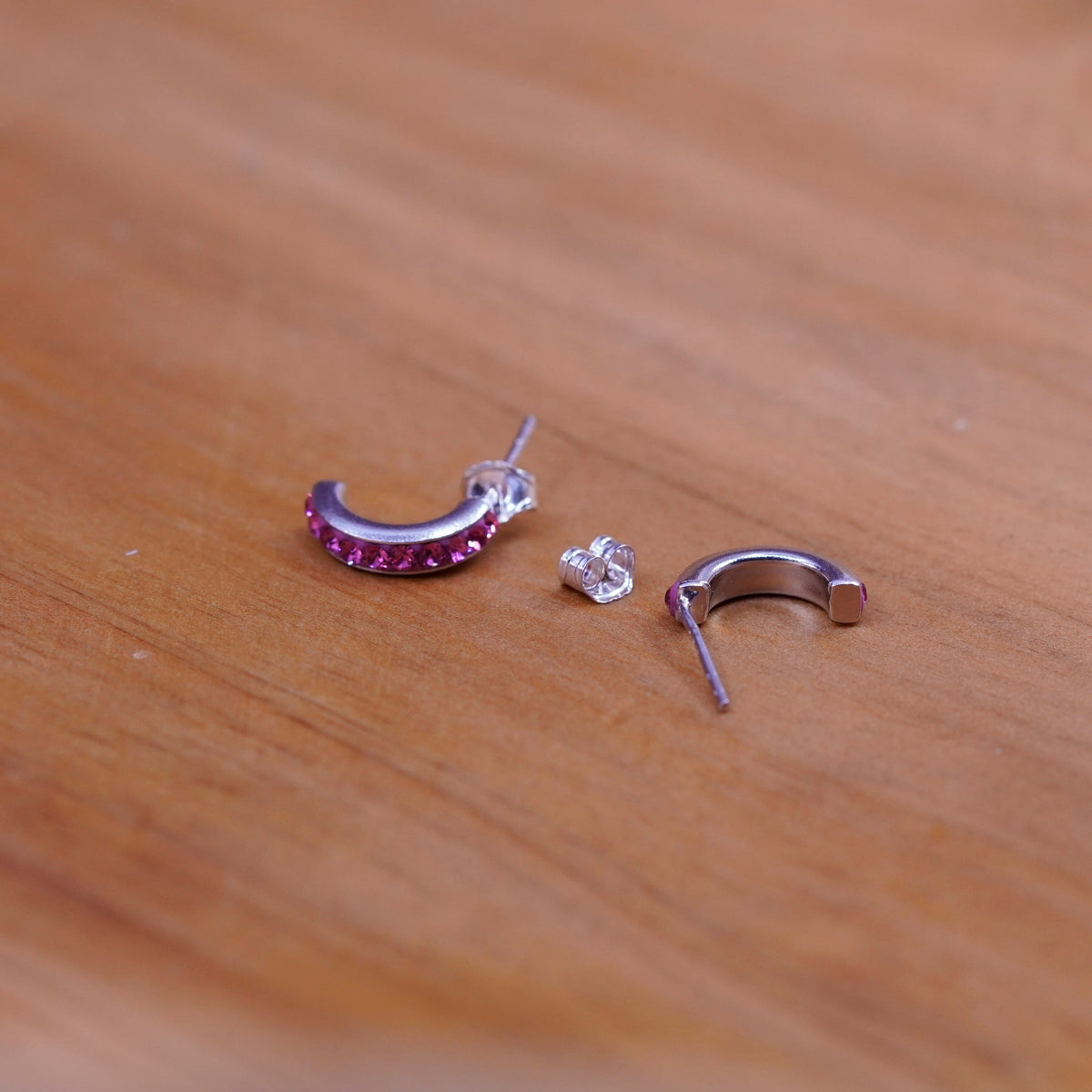 0.5”, vintage Sterling 925 silver handmade crystal studs, earrings
