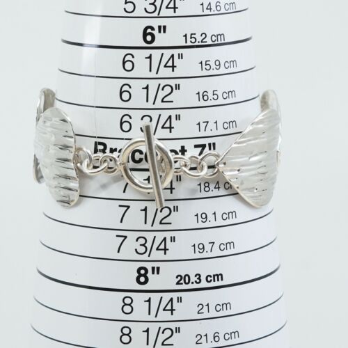 7”, Vintage Sterling Silver Handmade Bracelet, Italy 925 Bold Heart Link Chain