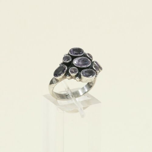 Sz 7.5, Sterling Silver handmade Ring, 925 Silver Ring W/ amethyst, stamped 925