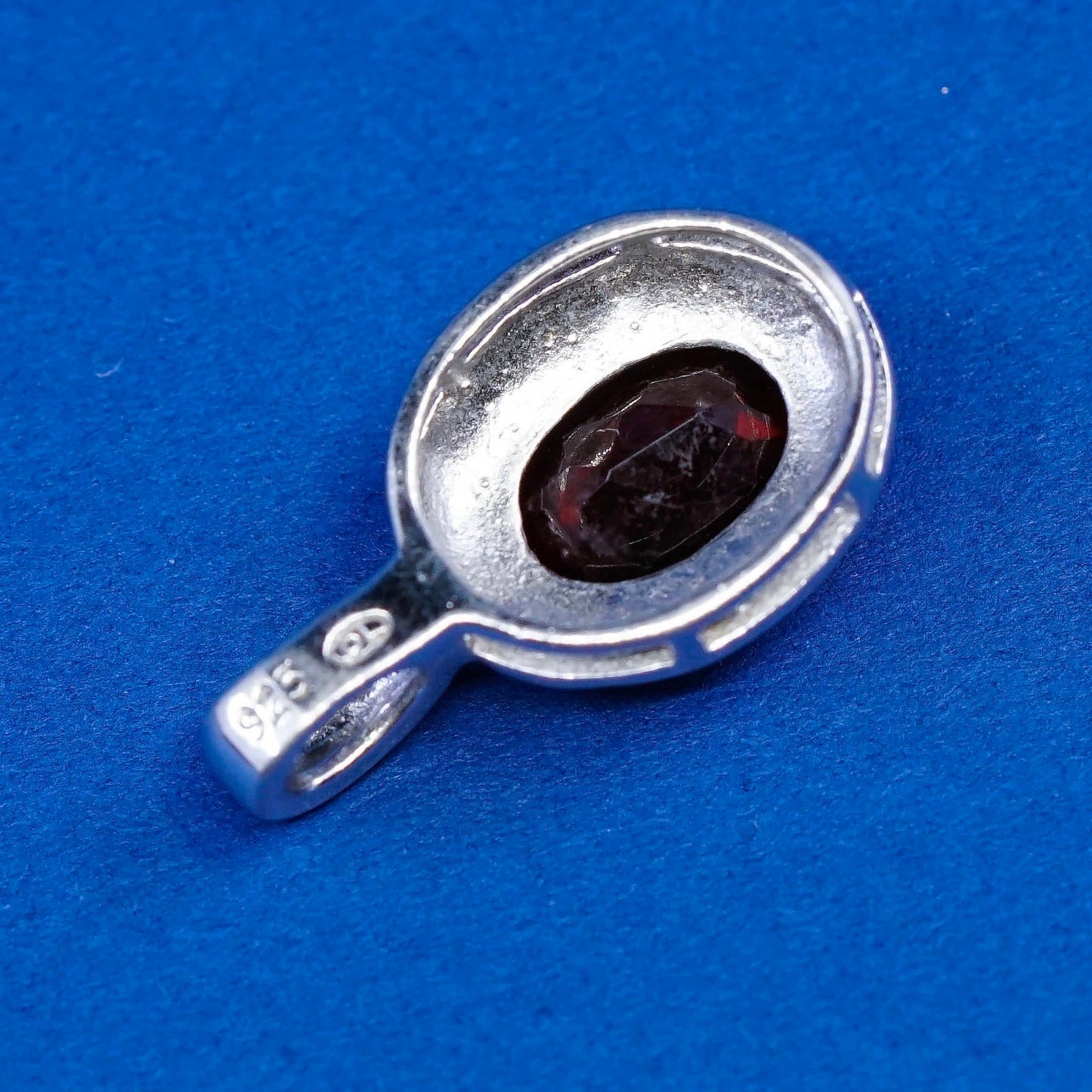 Vintage Sterling silver handmade pendant, 925 with ruby and diamond