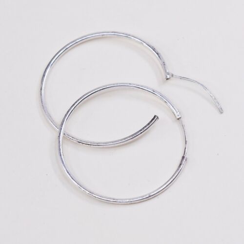 1.25”, Italy 925 Sterling Silver Hoop Pierced Earrings, 925 silver huggie