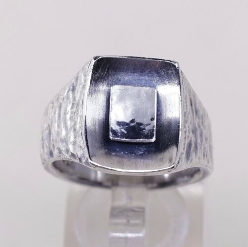 Sz 9, USA Ai Sterling Silver handmade Ring. 925 modernist, Statement Square Ring