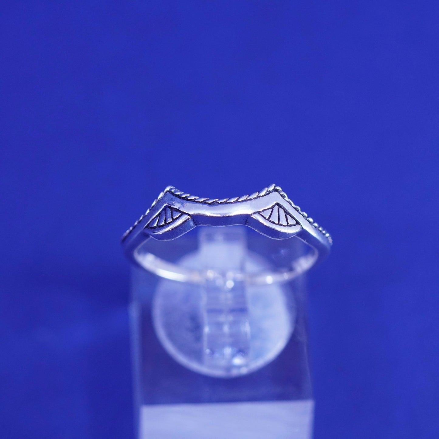Size 9.5, vintage Sterling silver handmade ring, 925 pointy crown band