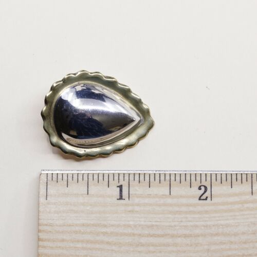 VINTAGE Two Tone Handmade Sterling 925 Silver Teardrop CLIP ON EARRINGS