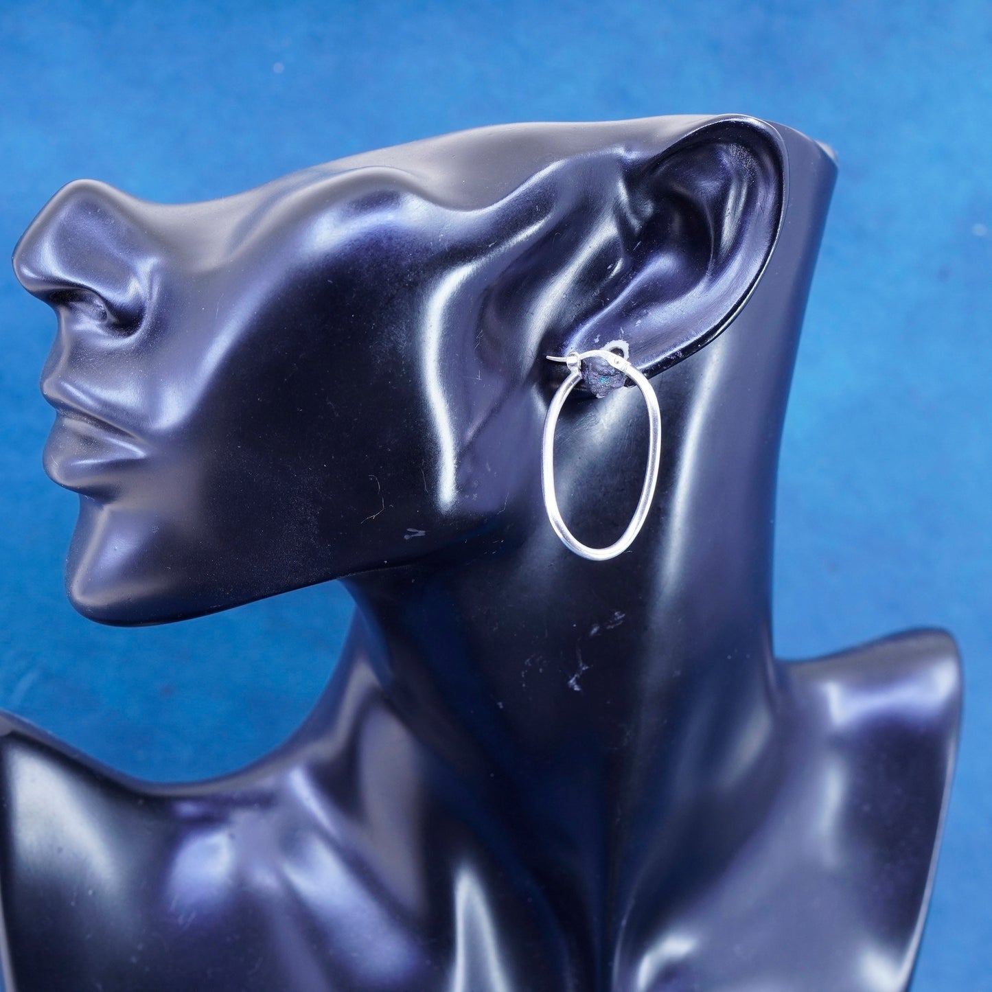 1.5”, vintage Sterling silver handmade earrings, twisted 925 hoops modern