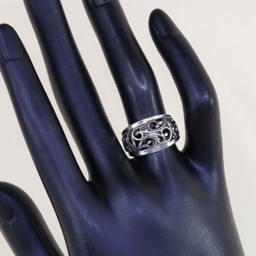 Sz 7, Vtg Sterling Silver Handmade Ring, 925 Silver Band W/ filigree swirl