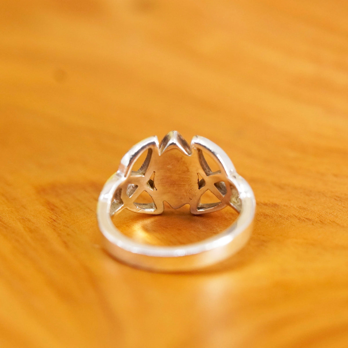 Size 4.75, vintage Irish Celtic knot Sterling 925 silver handmade ring w/ opal