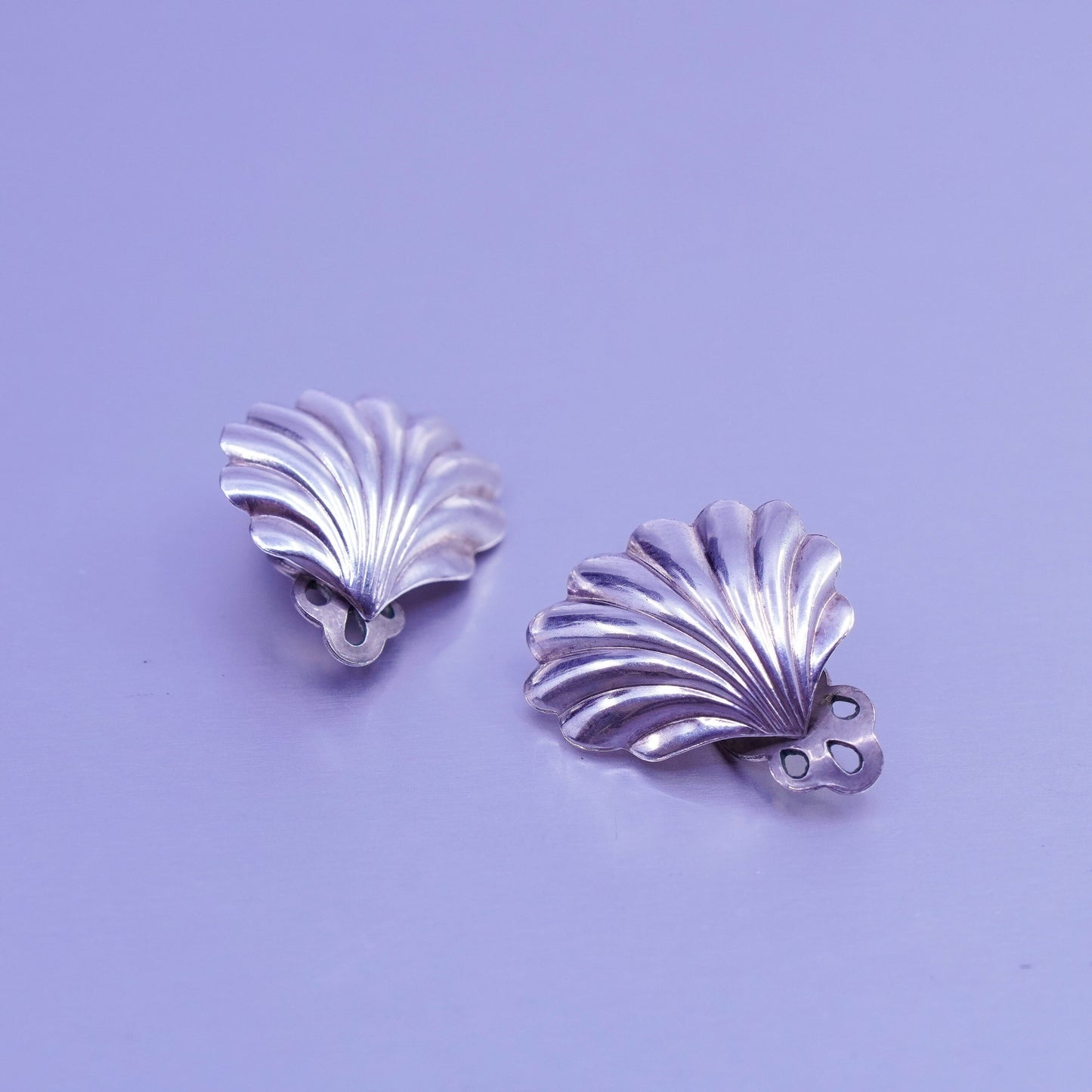 0.75”, Vintage Sterling 925 silver handmade earrings, shell clip on