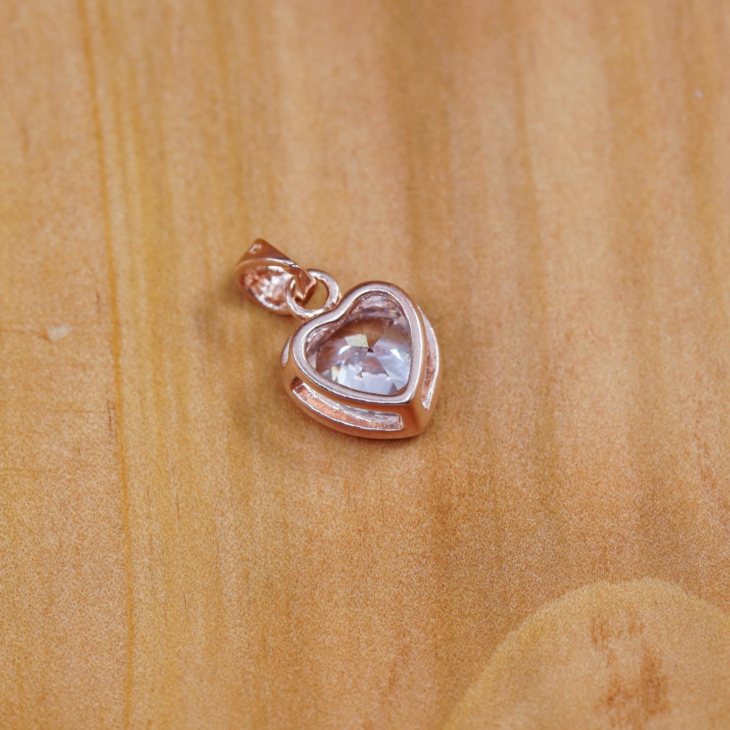 Vintage rose gold over Sterling 925 silver pendant with crystal