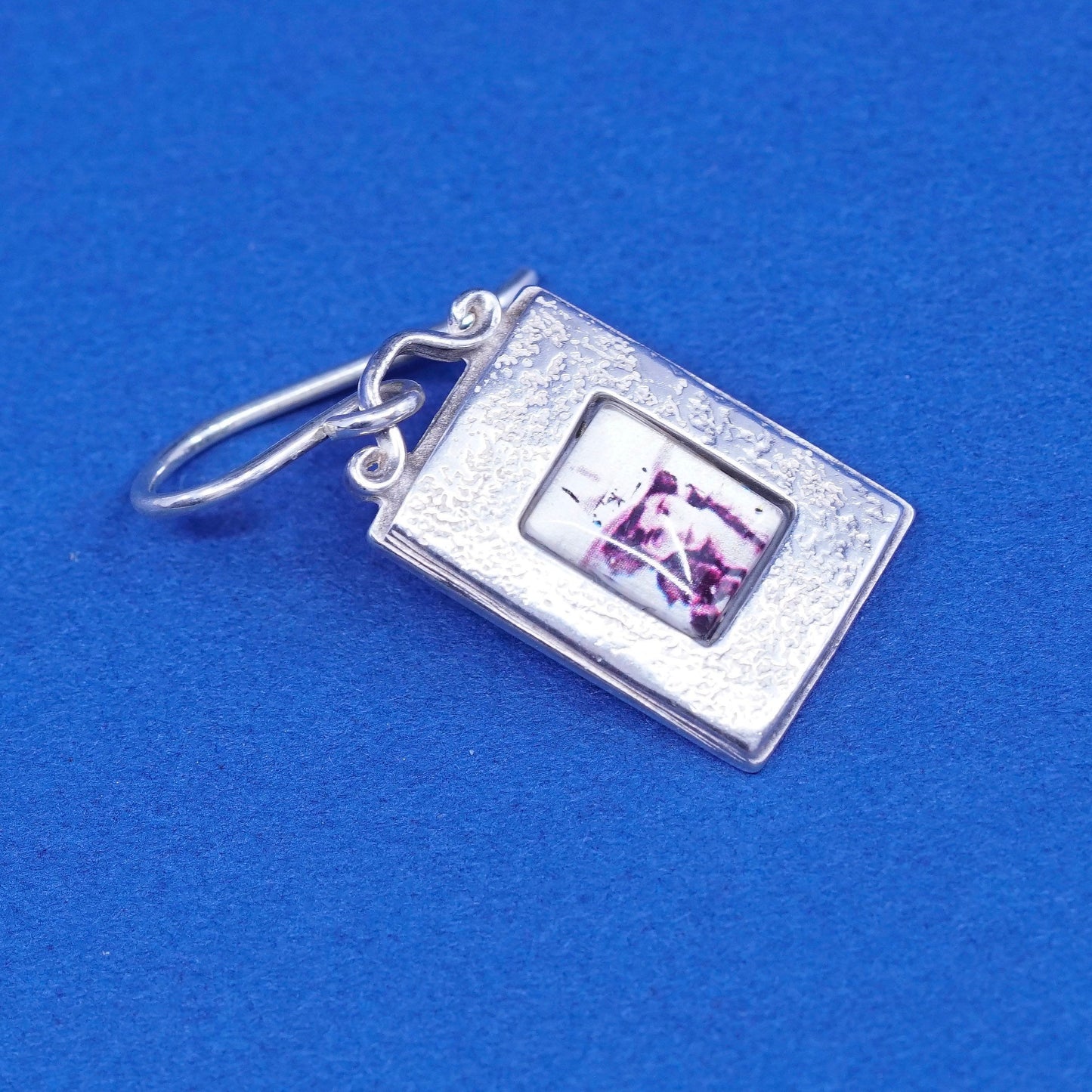 Vintage Sterling Silver handmade Earrings. 925 tag with cowboy girl portrait