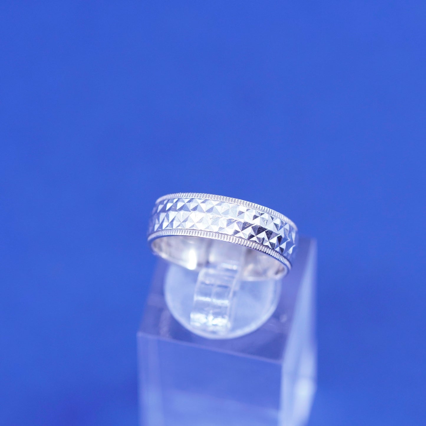 Size 7, Sterling silver handmade ring, southwestern 925 stackable textured band