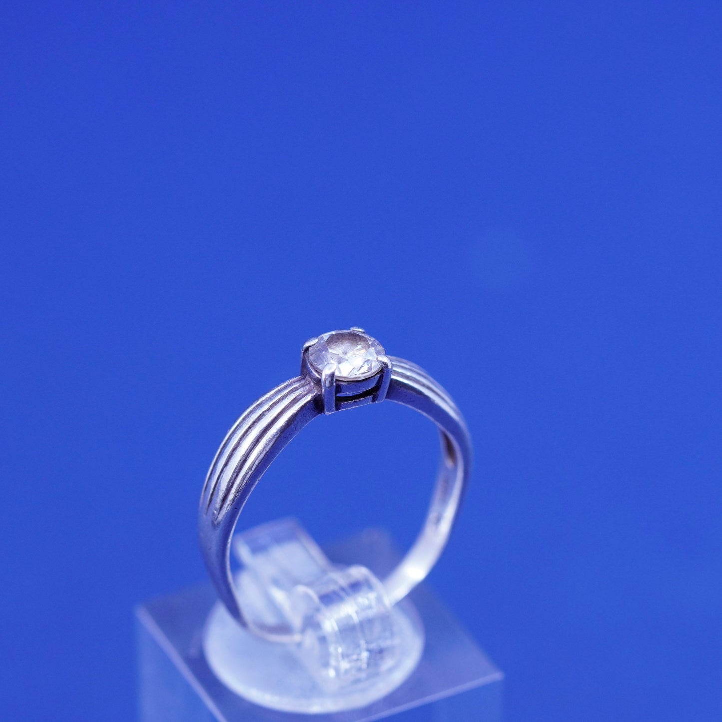 Size 8.5, vintage Sterling silver handmade ring, 925 engagement ring with cz