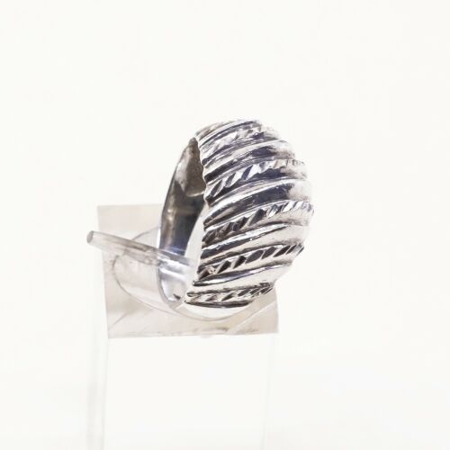 Size 6, Vtg Sterling Silver Handmade Ribbed Ring taxco 925 Silver Band