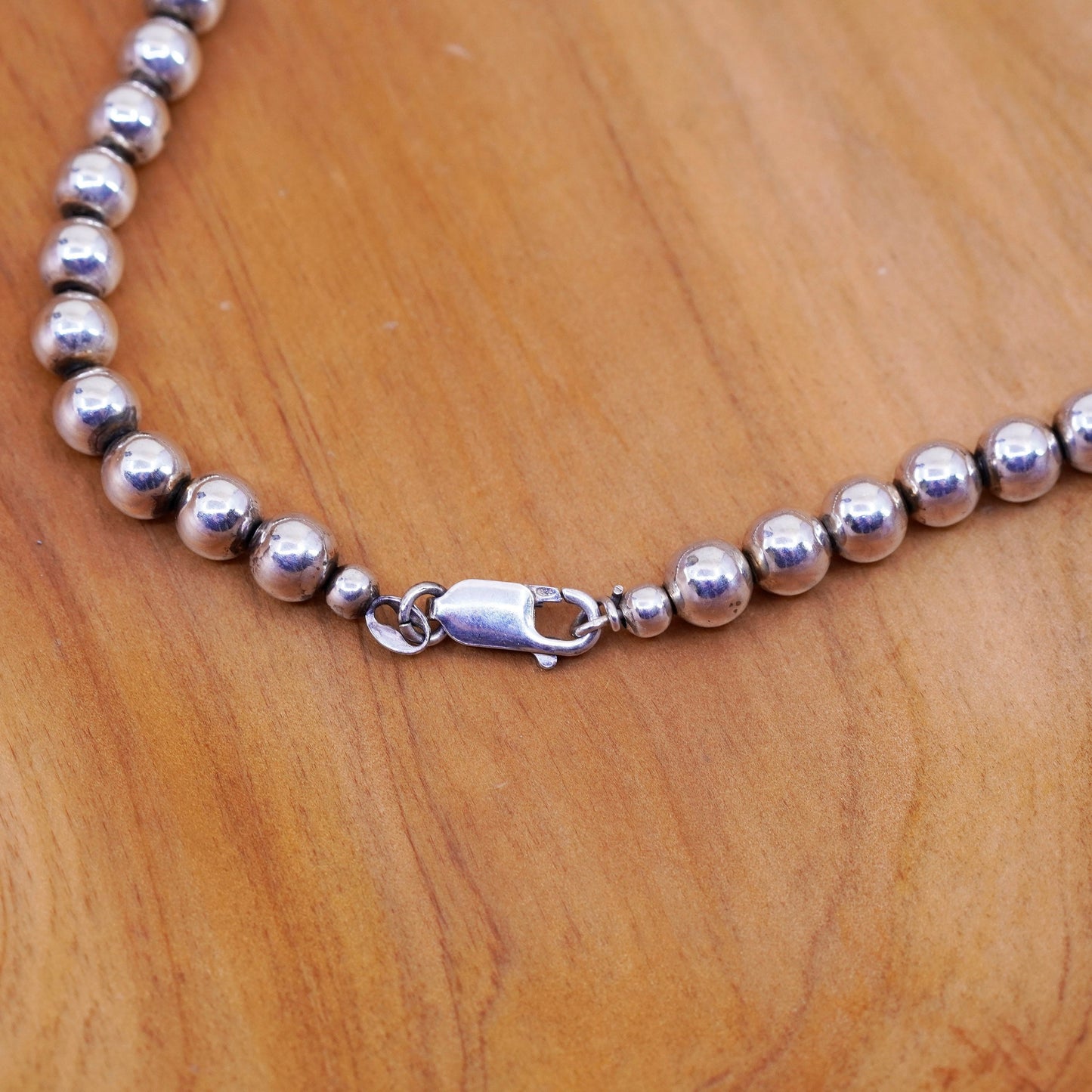 20” 7mm, vintage Sterling silver necklace, 925 bead chain