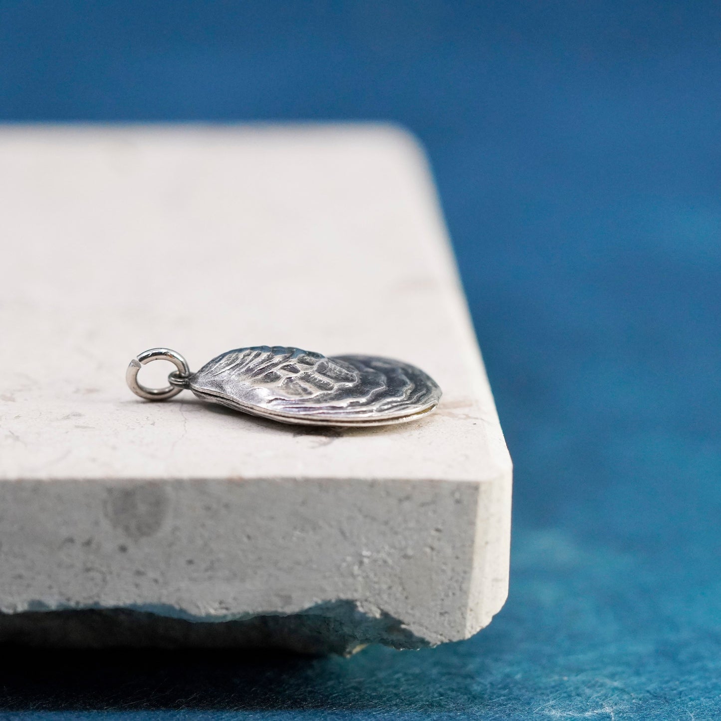 Vintage Sterling silver handmade pendant, shell charm