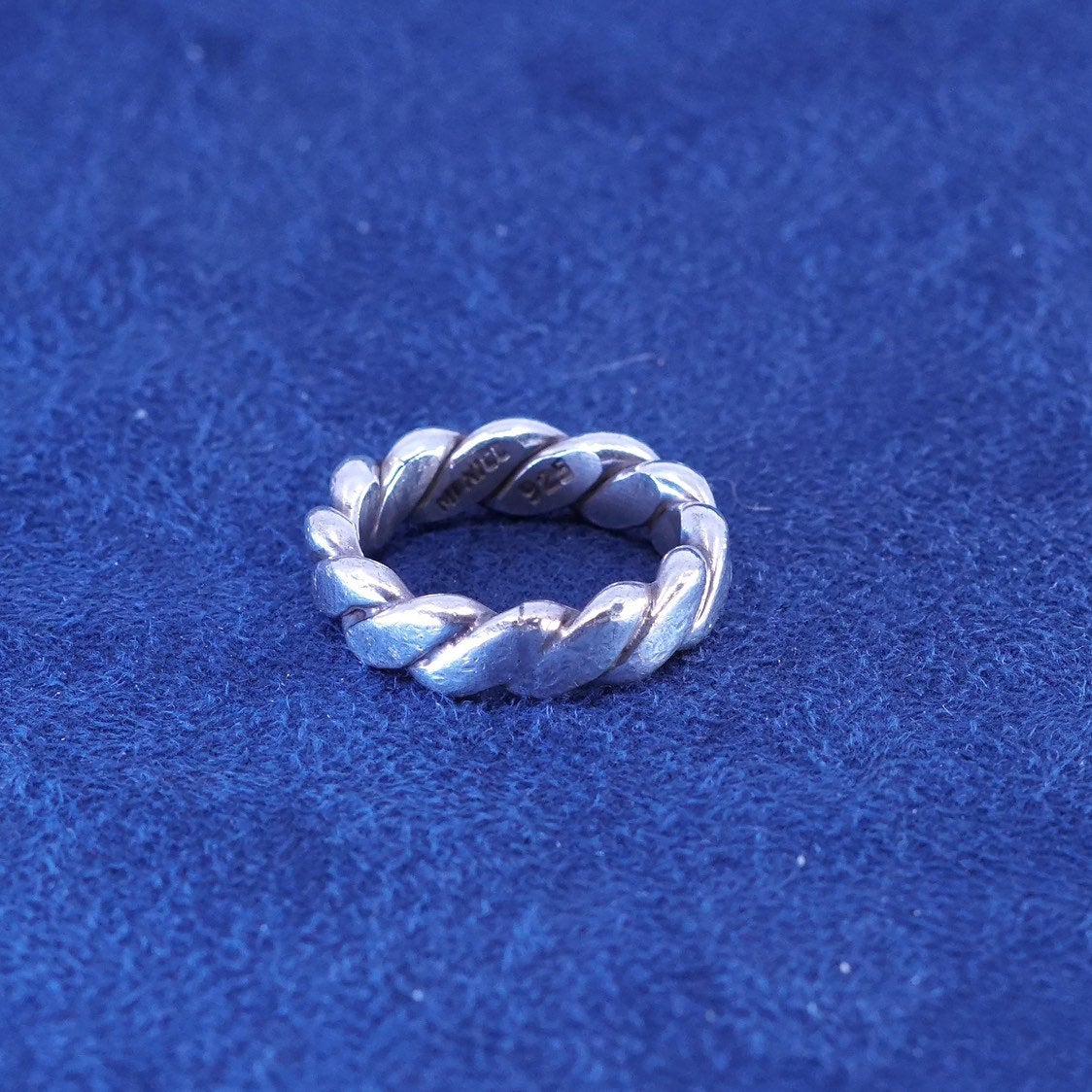 sz 6, vtg Sterling silver handmade ring, Mexico 925 cable band