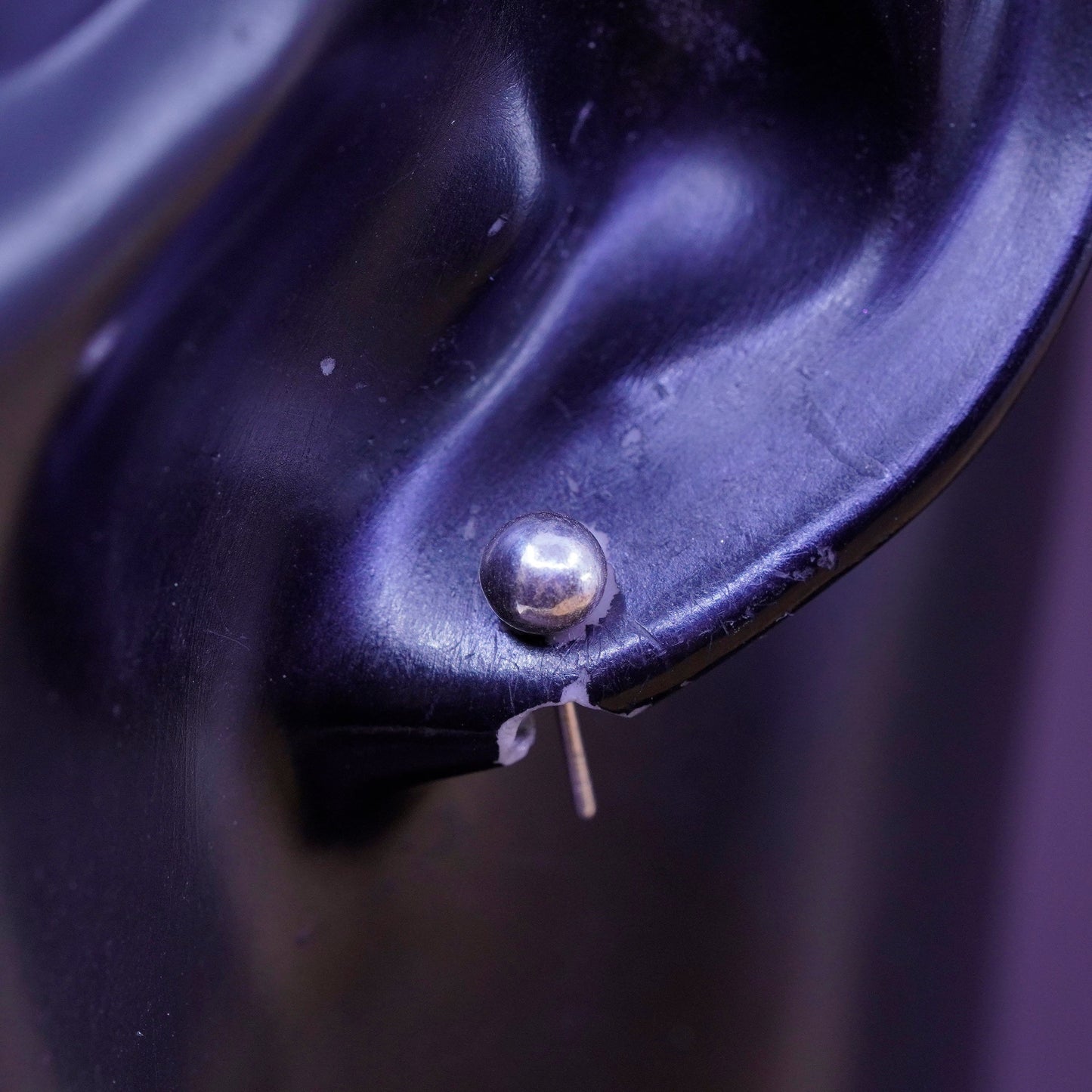 4mm, Vintage Sterling silver huge beads studs, 925 earrings