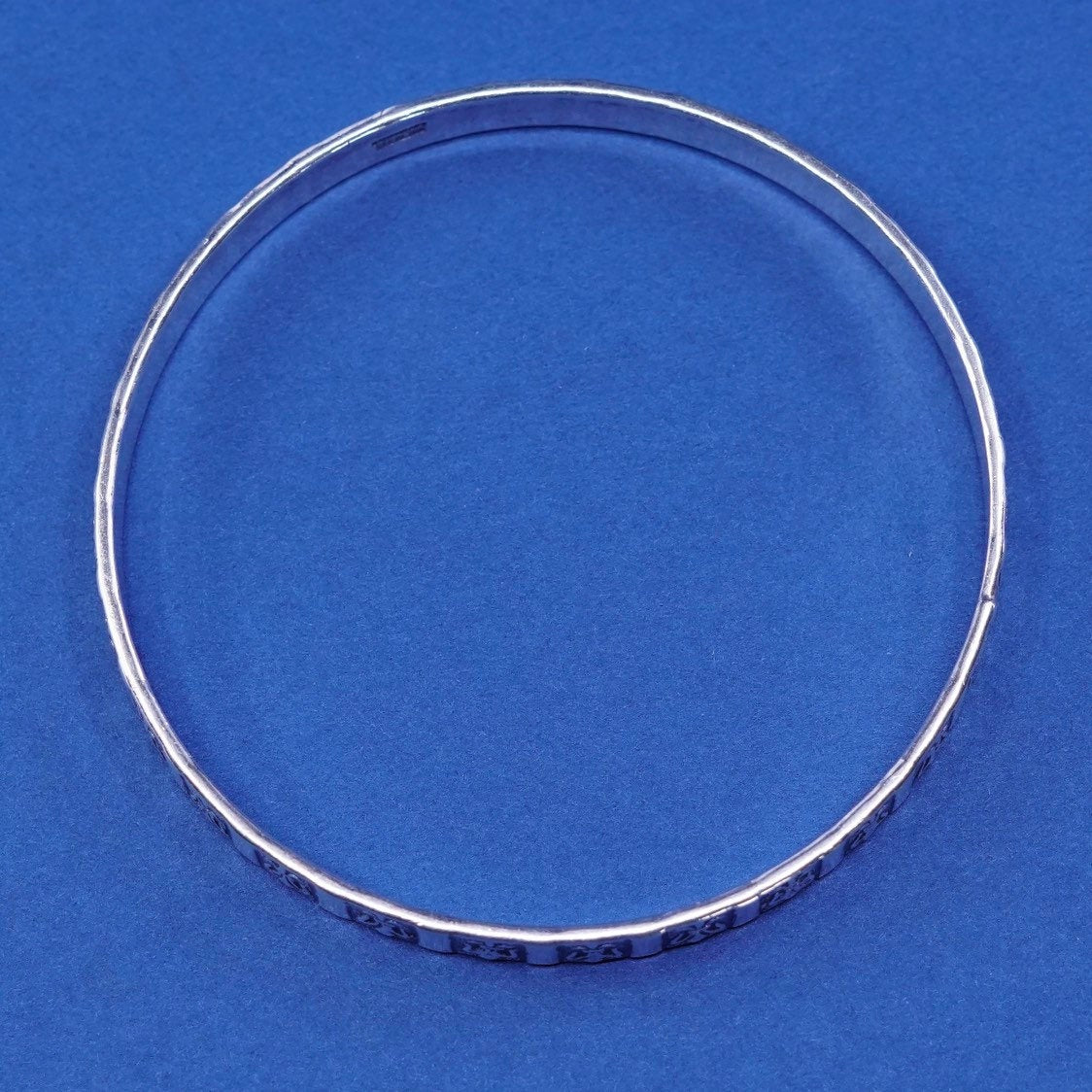 8", vtg danecraft sterling silver handmade bracelet, 925 textured bangle