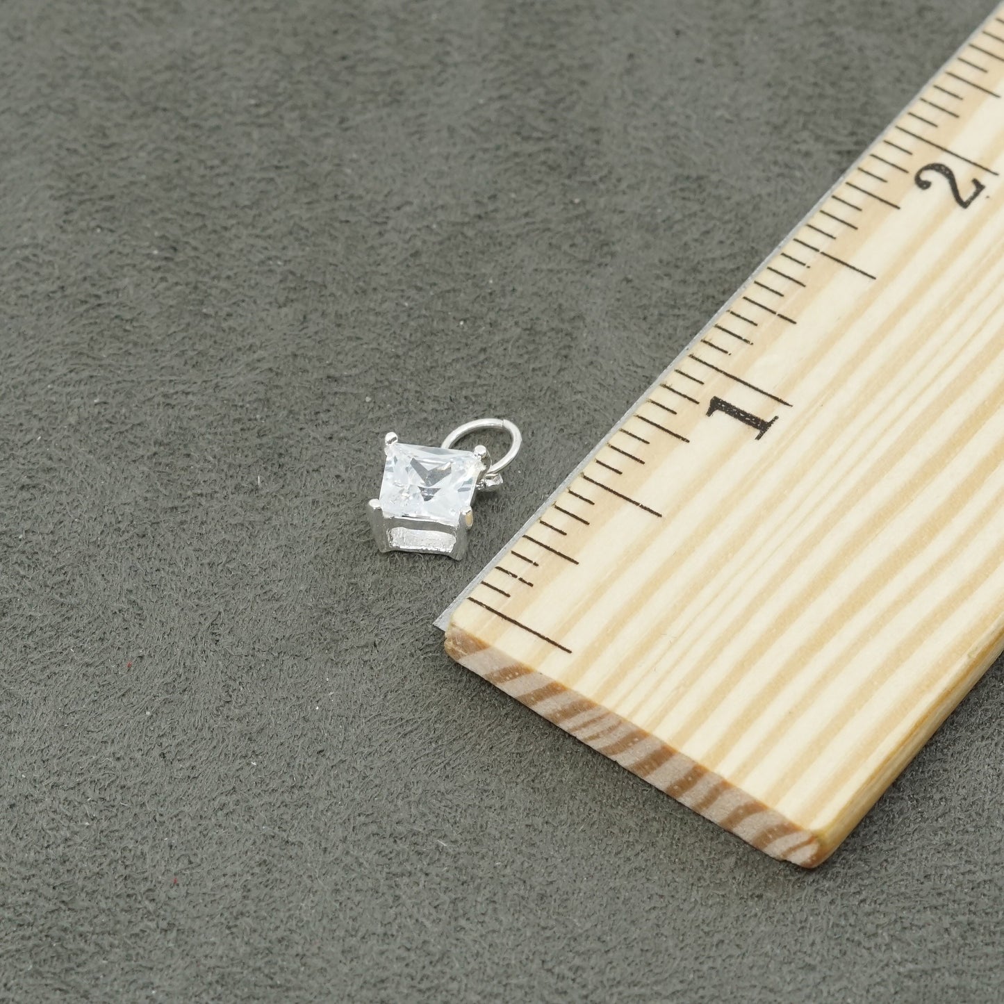 vtg Sterling silver handmade pendant, 925 charm w/ cz