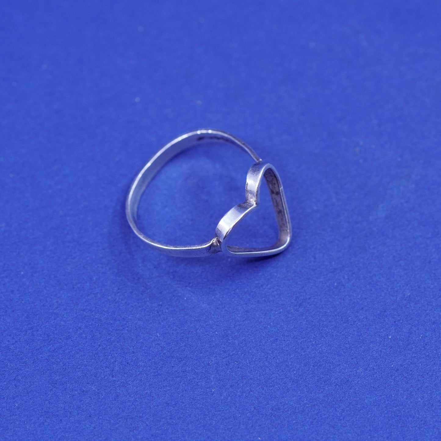 Size 8.25, vintage sterling silver handmade ring, 925 heart band