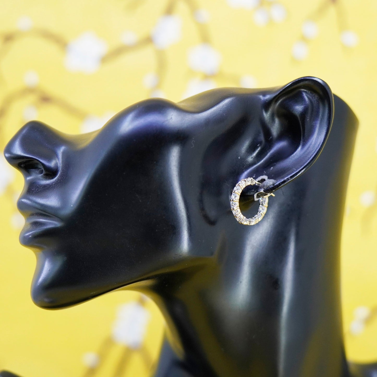 0.5”, vintage vermeil gold over Sterling silver earrings, 925 huggie hoops cz