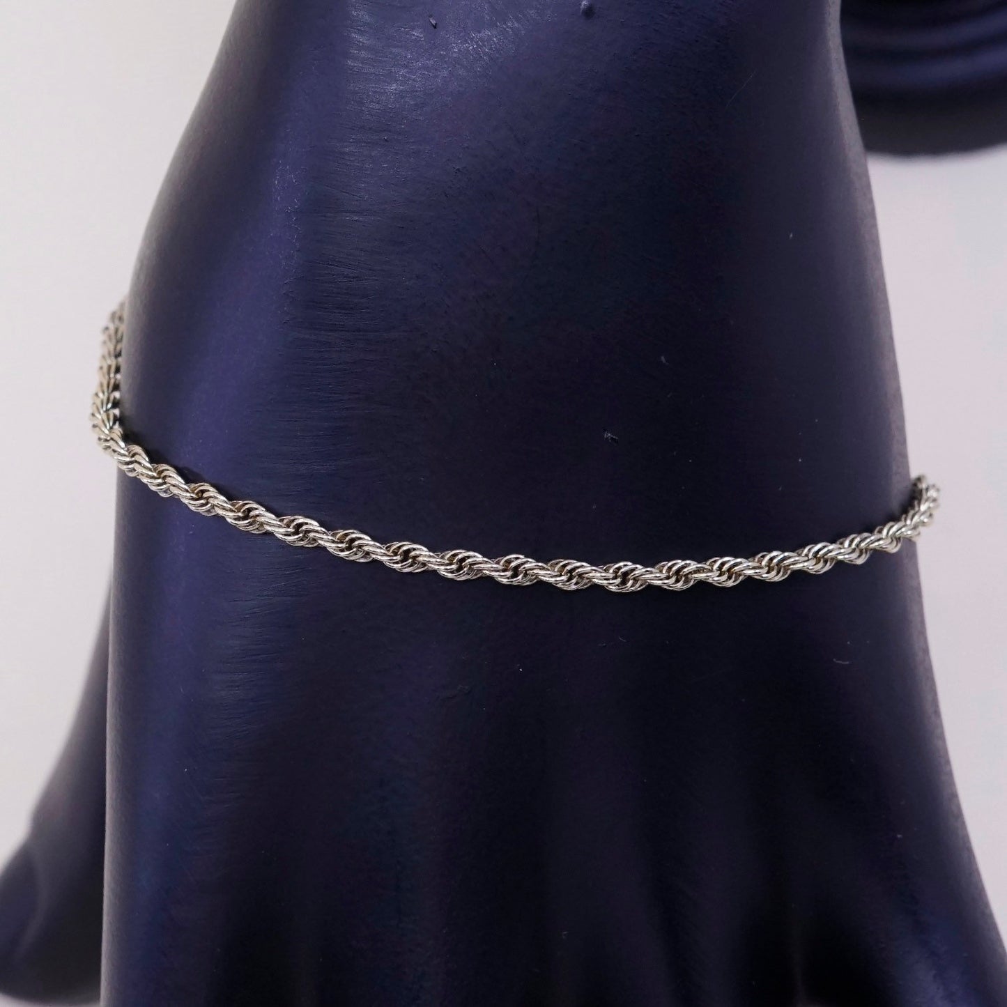 7.25”, Vintage vermeil gold over sterling 925 silver Canada rope chain bracelet