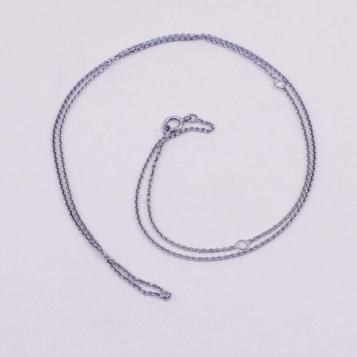 18+2” 1mm, vintage sterling silver necklace, 925 circle chain