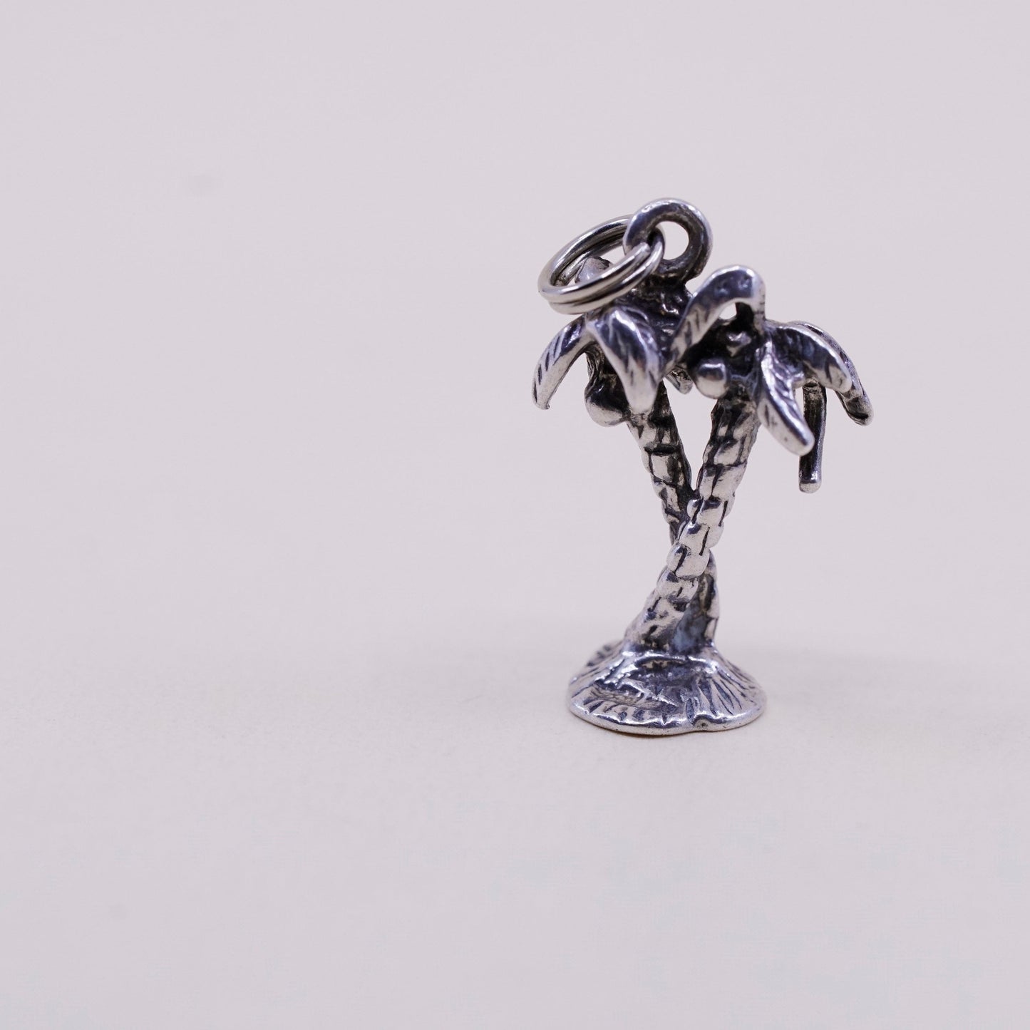 Vintage sterling silver handmade pendant, 925 silver charm palm tree