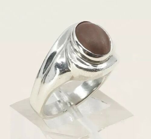 Sz 6, Vintage Handmade Sterling Silver Ring W/ Golden Tiger Eye, Stamped 925