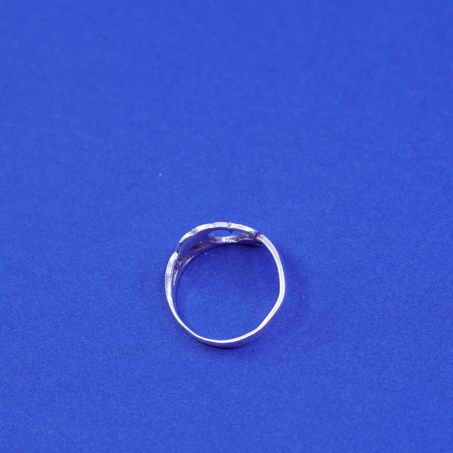 Size 5.5, vintage sterling silver handmade ring, 925 filigree heart band