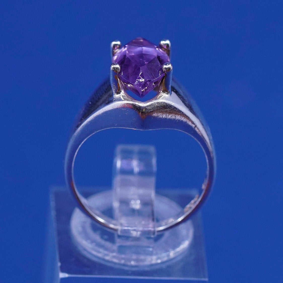sz 6.25, vtg OTO Sterling silver handmade ring, 925 w/ Marquise amethyst ring