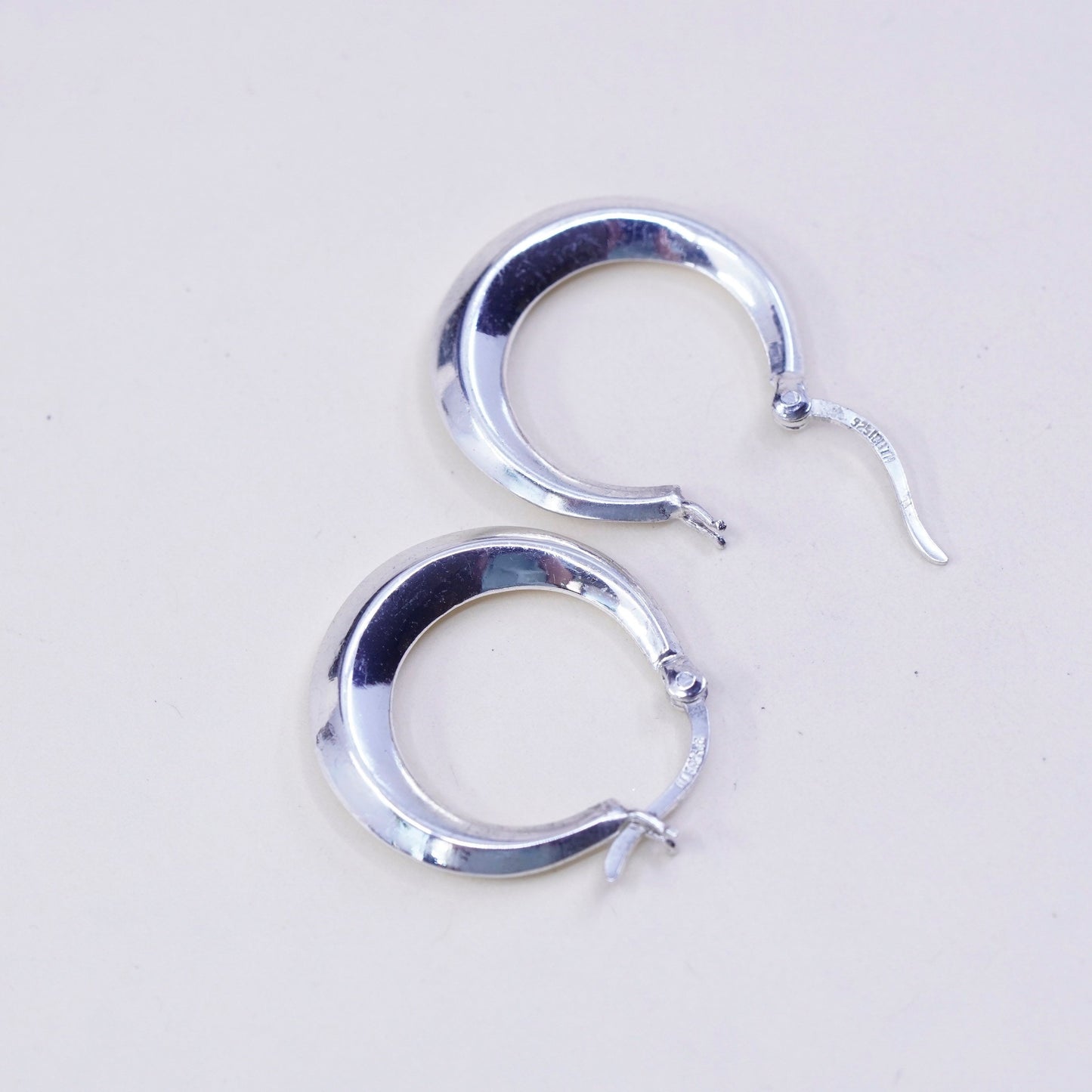 0.75”, sterling 925 silver loop earrings, fashion primitive ribbed hoops