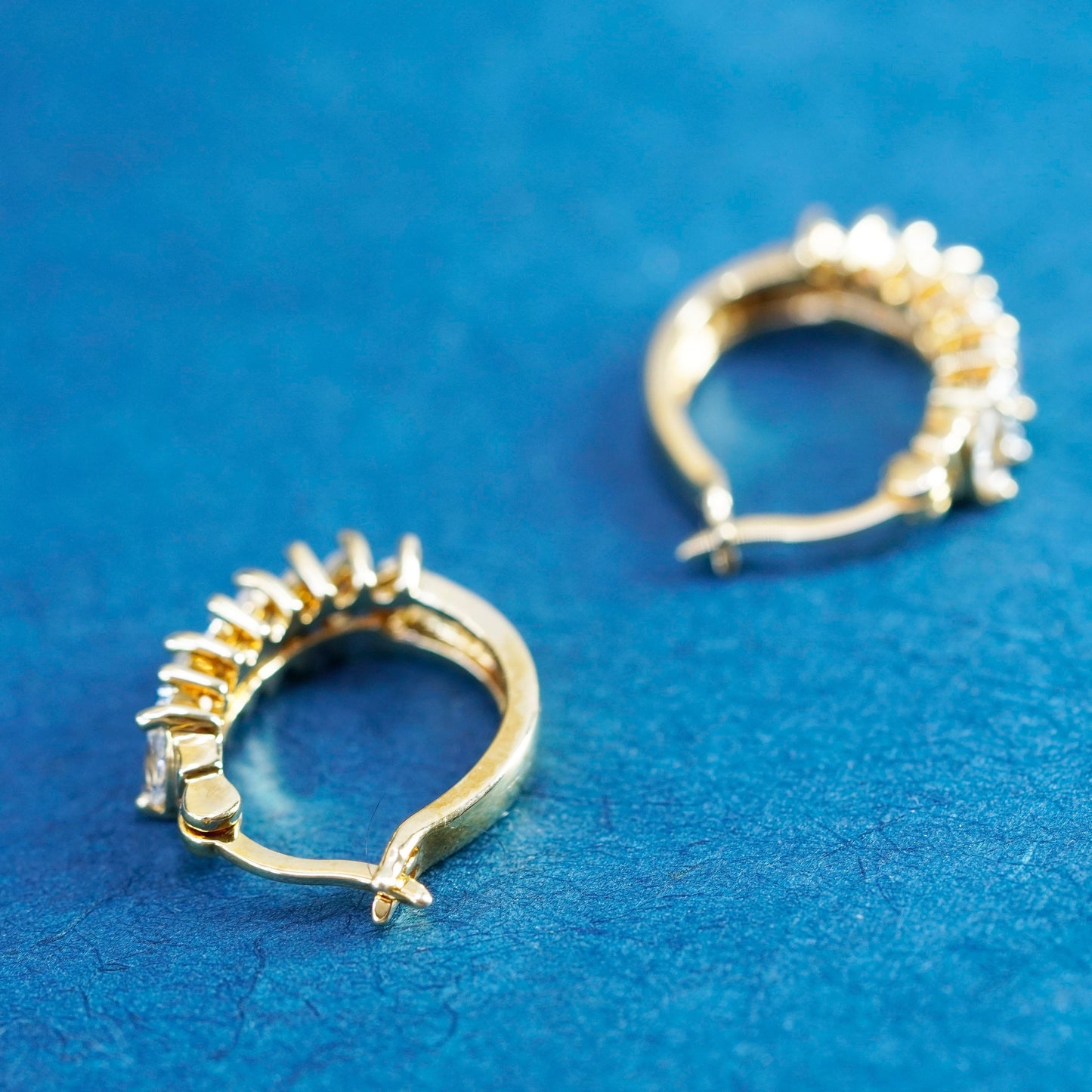 0.75”, Vermeil gold Sterling silver earrings, 925 hooks, huggie citrine diamond