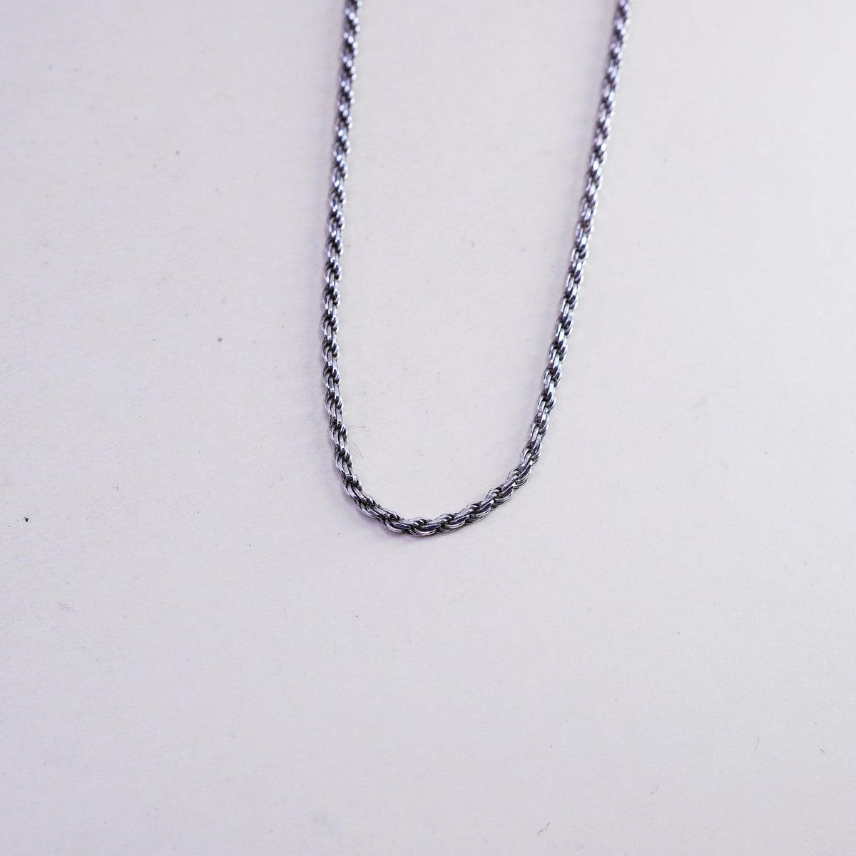 24”, 1.6mm, Vintage Italy sterling silver rope chain, Italian 925 necklace