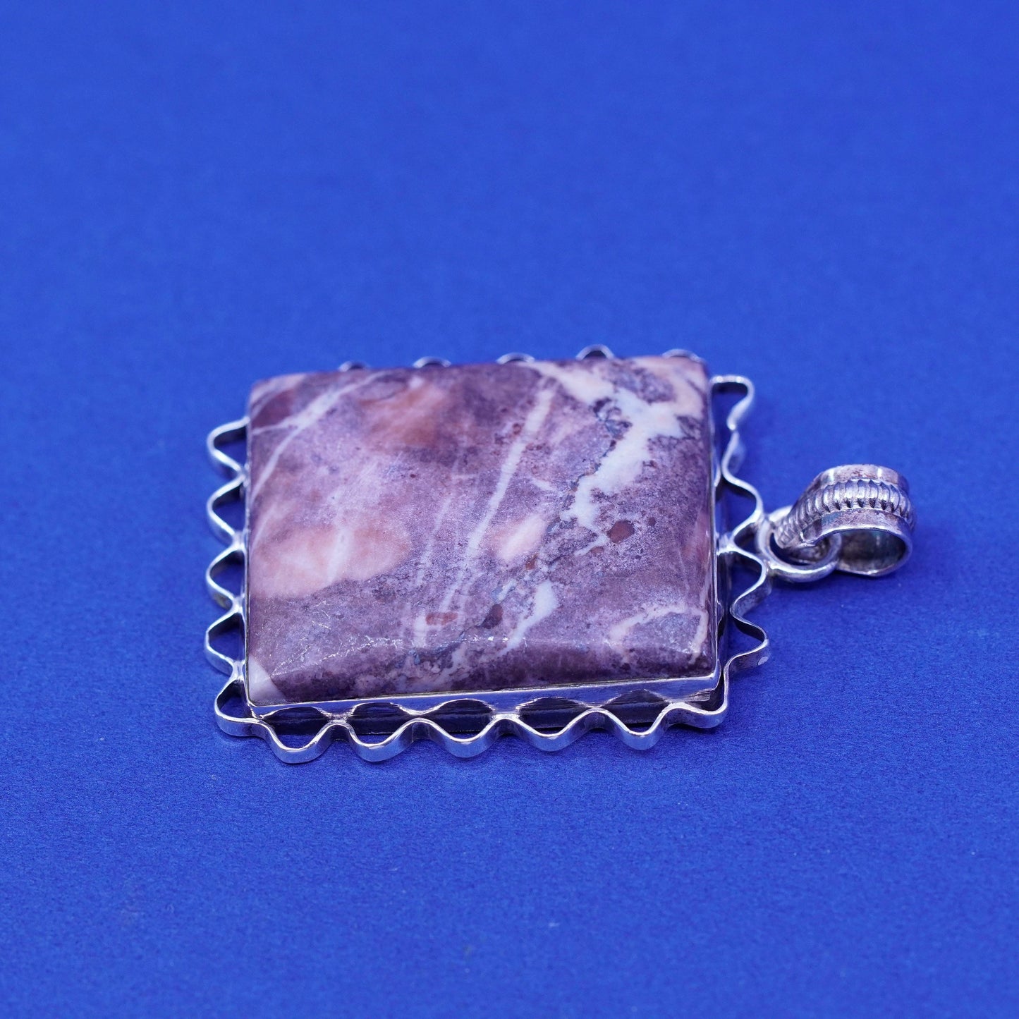 Vintage Sterling silver handmade pendant with purple jasper