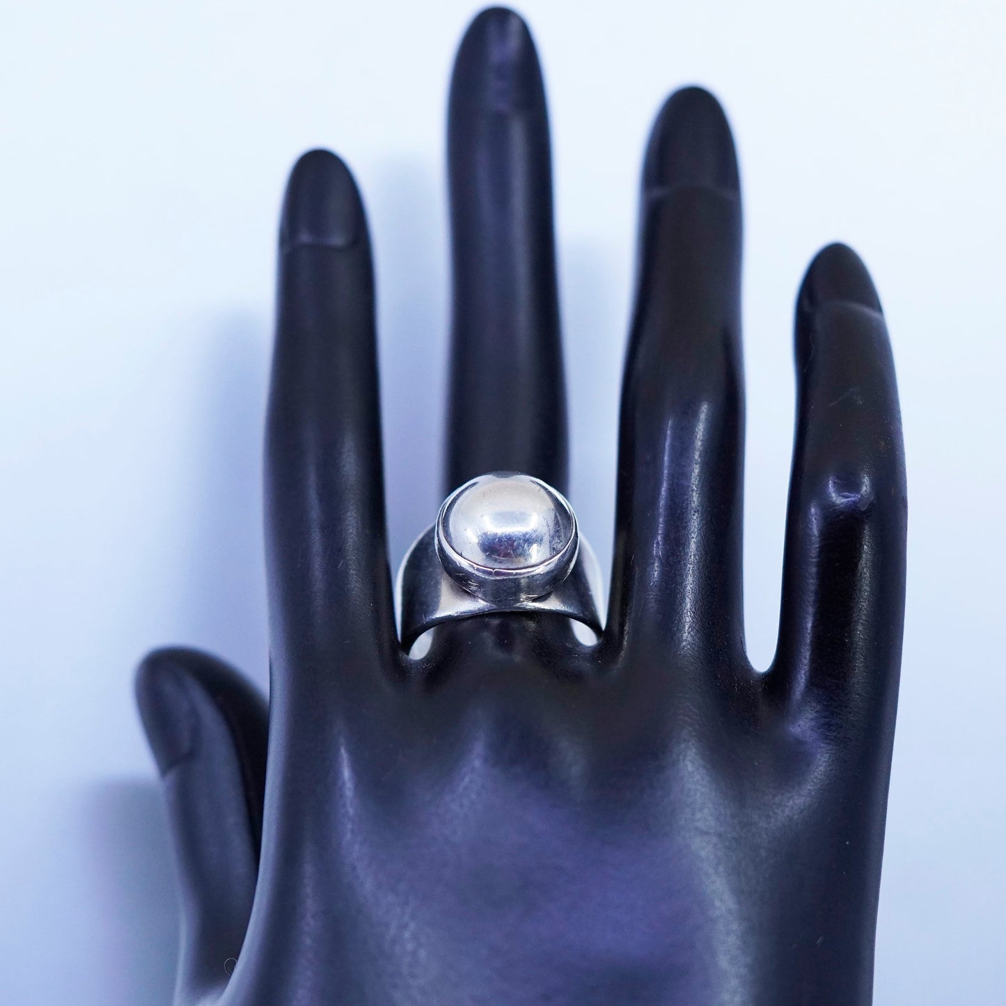 Size 9, vintage Mexico Sterling 925 silver handmade ring, beads band