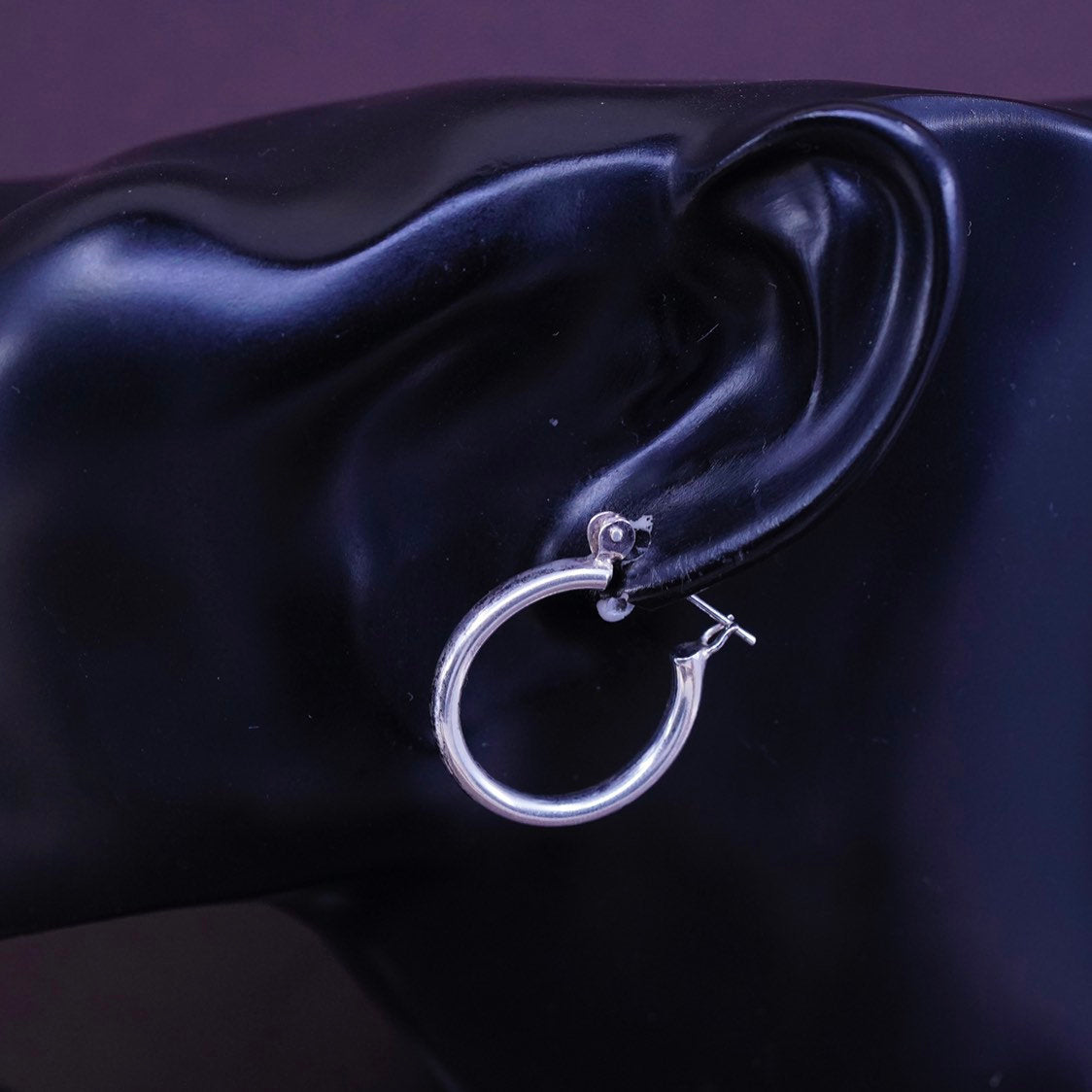 1”, vtg Sterling silver handmade earrings, 925 silver hoops, stamped 925