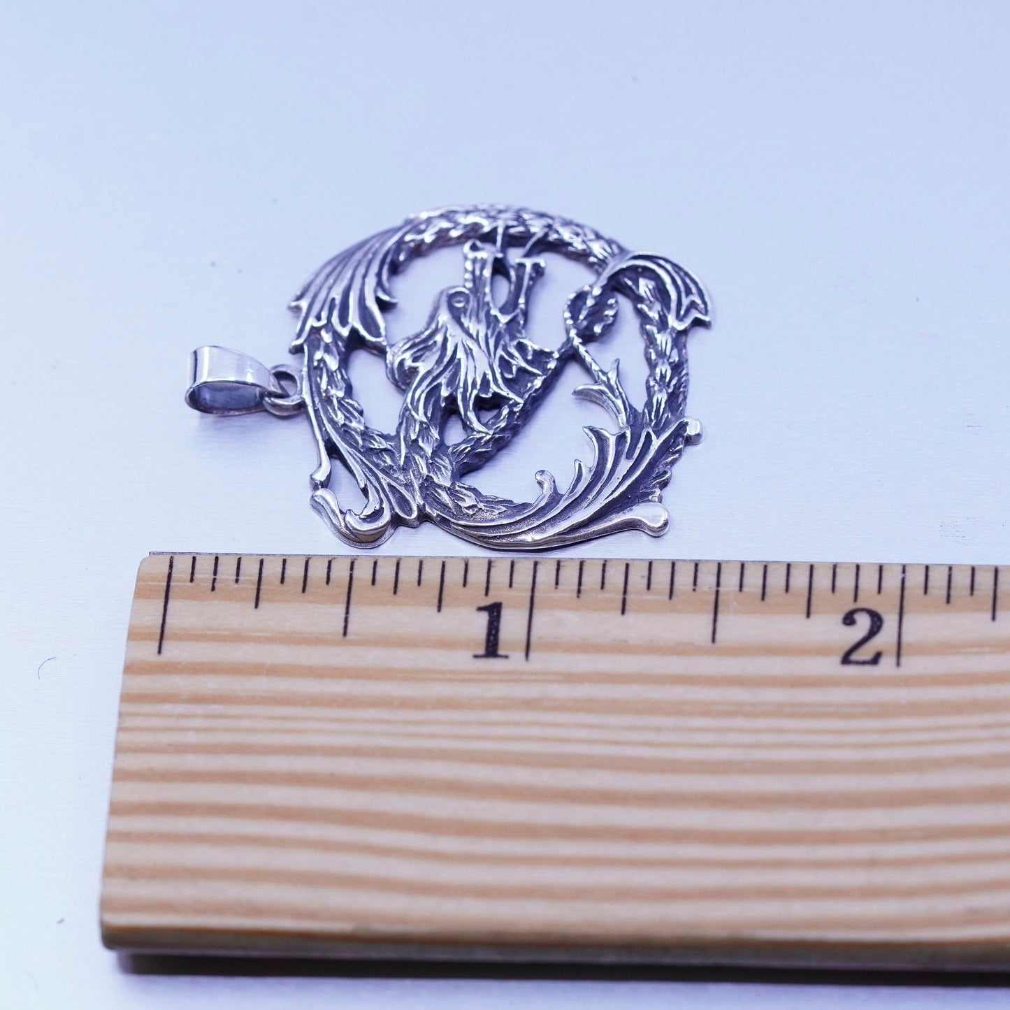 Antique Sterling silver handmade textured 925 dragon